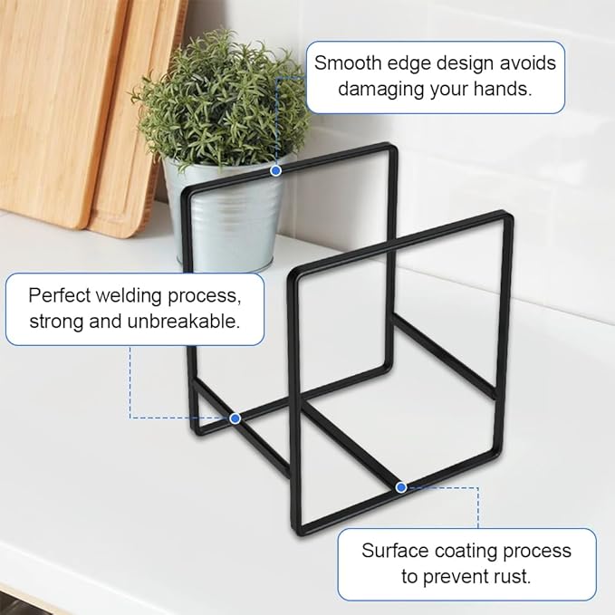 2 Pack Kitchen Plate Holder Organizer for Cabinet Space Saver, Kitchen Dish Storage Drying Racks, Metal Upright Dish Stand for Counter Cupboard (Black)
