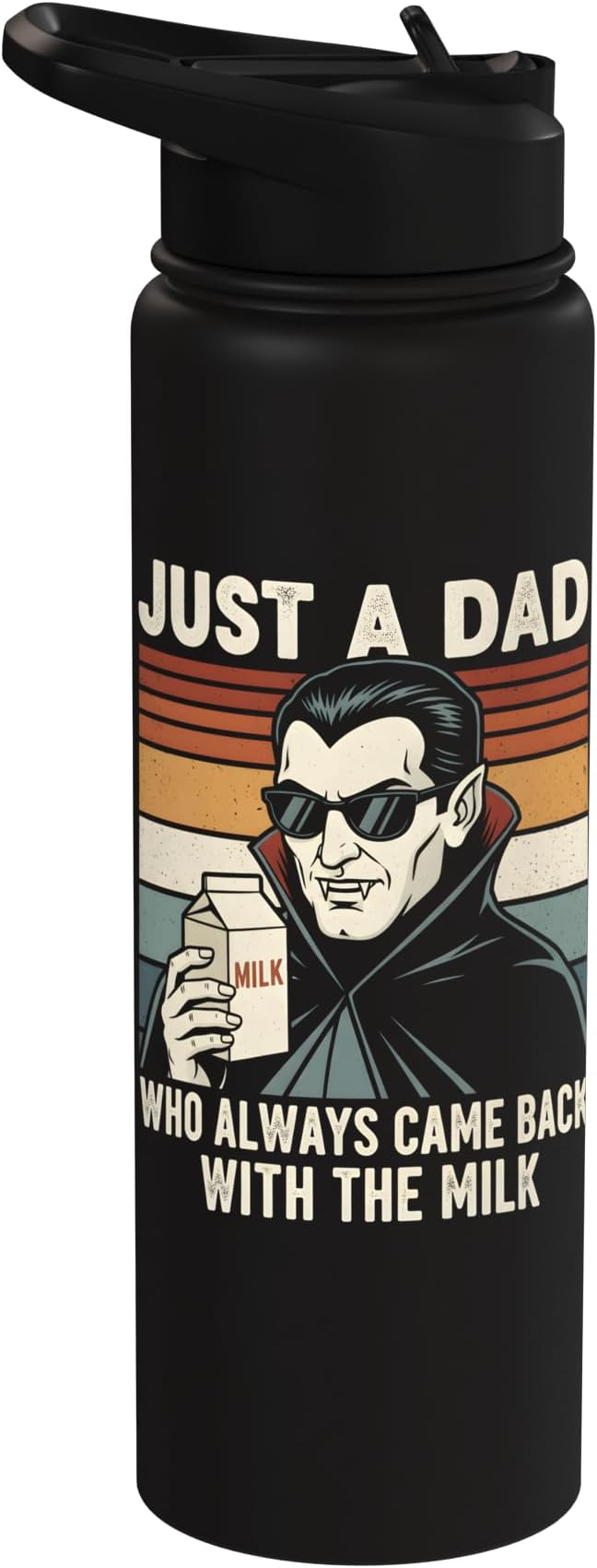 Vampire Dad Who Always Came Back With The Milk Retro Sunset Stainless Steel Insulated Water Bottle