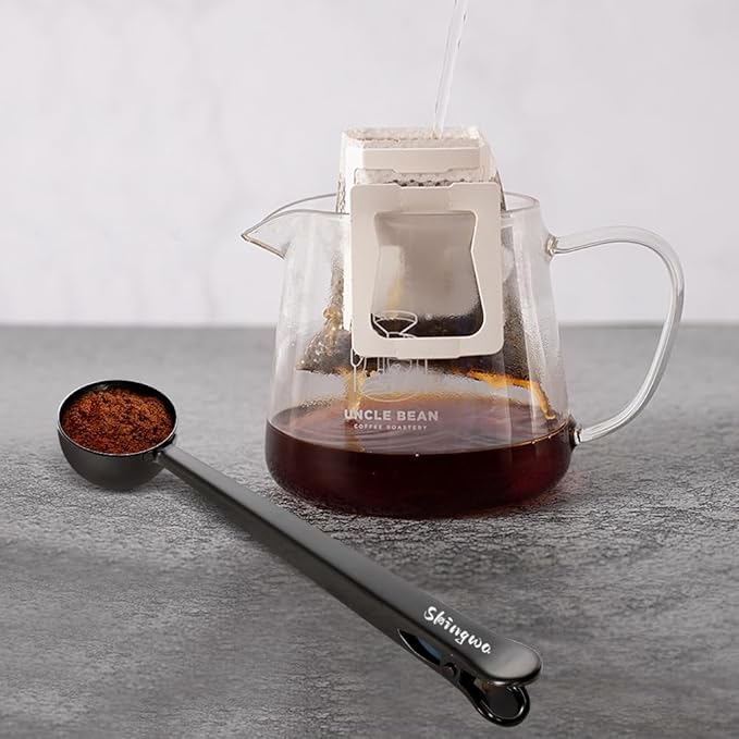 Coffee Scoop with Bag Clip, Multi-Function Milk Powder Measuring Spoon, 20ml (2*Rose Gold)