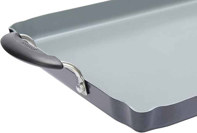 GoodCook Everyday Double Griddle Pan Ceramic Nonstick Aluminum Construction for Even Heating Non-Toxic PTFE & PFOA Free, 18x11-Inch, Rectangular, Black