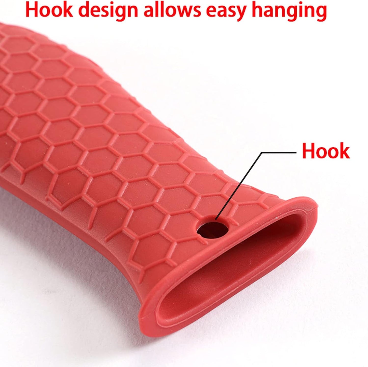 6 Pieces Silicone Hot Tool Holder Heat Resistant Potholder Cookware Handle Non Slip Rubber Pot Holders Handles Grip Covers for Cast Iron Skillet Silicone Cooking Kitchen Suits (Red)