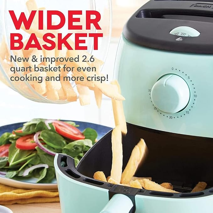 Dash Tasti-Crisp™ Air Fryer - AirCrisp® Technology - Compact Design with Adjustable Temperature Control - Nonstick Fry Basket & Auto Shut-Off Feature - 2.6 Quarts - Aqua