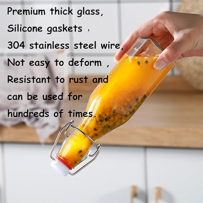 ZEBEIYU Swing Top Glass Bottles 8 oz with Airtight Lids for Home Brewing, Kombucha, Kefir, Vanilla Extract, Beer, Oil, Vinegar, Homemade Juices, Water,Soda Set of 9