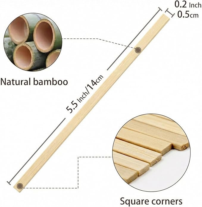 500Pcs Square Bamboo Coffee Stirrers Individually Wrapped – Coffee Stir Sticks 5.5 Inch Coffee Bar Disposable individually wrapped coffee stirrers for Coffee and Cocktail