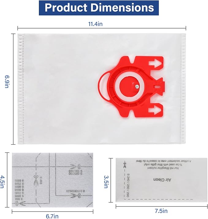 20 Packs 3D Airclean FJM Vacuum Cleaner Bags Replacement for Miele Compact C1 Vacuum Bags,Compact C1,C2,S6000-S6999,S4000-S4999,S700,S500-S578 Vacuum with 6 Motor Protection Filters,6 AirClean Filter