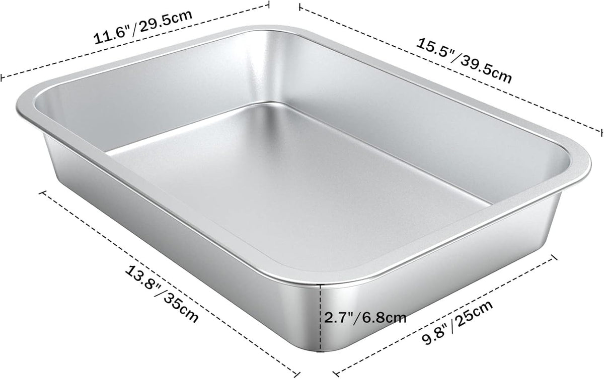 only fire Stainless Steel Baking Pan Roaster Ovens Cookie Sheet Barbeque Grilling Pan for Baking Breads, Grilling Chicken, Vegetables, Easy to Clean & Dishwasher Safe