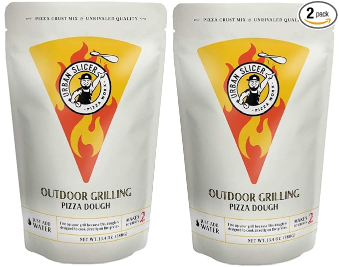 Urban Slicer Pizza Worx, Outdoor Grilling Pizza Dough Mix, Make-At-Home Dough Kit, Crispy Thin Crust, 2 Bags, 13.4 oz Each, Makes 4 Crusts