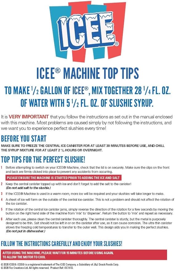 iscream Genuine ICEE Brand Counter-Top Sized ICEE Slushie Maker - Spins Your Pre-Chilled Ingredients with Your Ice into ICEE Slushies!