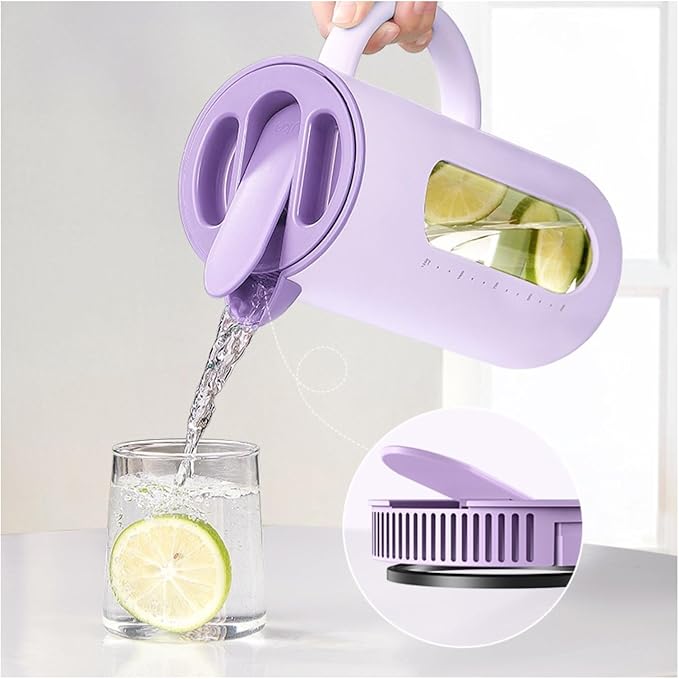 Cold kettle Cold kettle household high temperature resistant cold kettle set glass kettle cold bubble pot Water Pitcher Set for Hot/Cold Water(White)
