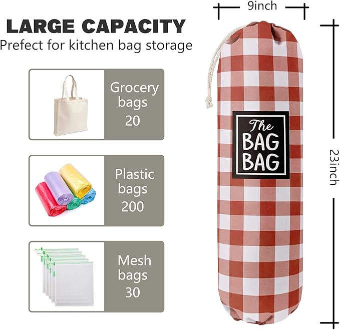 Funny Grid Bag Bag， Grocery Bags Holder Organizer For Shopping Bags, Wall Mount Plastic Bags Storage Container Dispensers, Gift For The Preferred Family And Friends