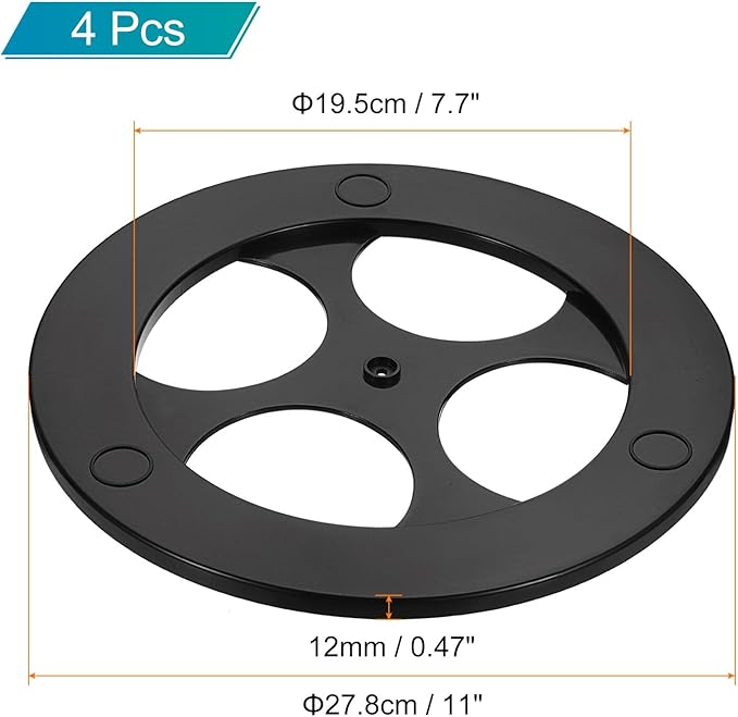uxcell 4 Pcs Lazy Susan, 11 Inch Turntable Organizer 360 Degree Rotating Ball Bearing Turntable Organizer with Base for Kitchen Cabinet Pantry Organization and Storage, Black