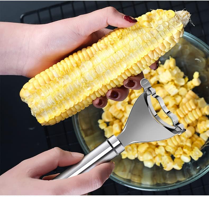 2PCS Corn Planer Cutter Thresher Peeler, Corn Thresher Cob Stripper Tool,Premium Stainless Steel Corn Thresher Cob Remover tool with Ergonomic Handle