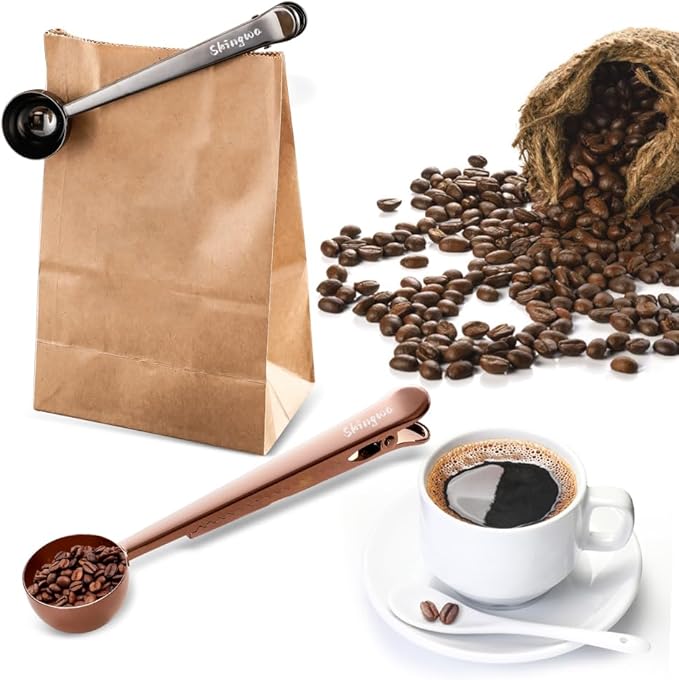 Golden Coffee Scoop with Bag Clip, Multi-Function Milk Powder Measuring Spoon, 20ml
