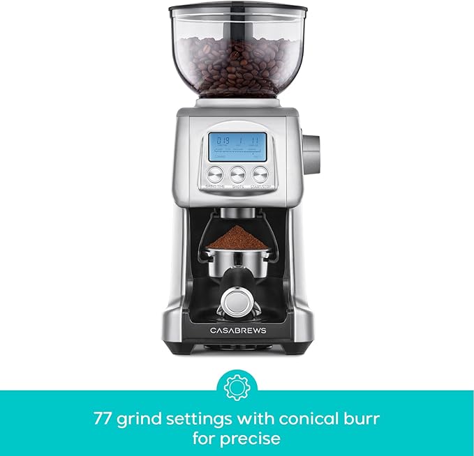 CASABREWS Tornado Electric Conical Burr Coffee Grinder, Automatic Burr Coffee Grinder with 77 Precision Grind Settings for Espresso to French Press, Special for Barista and Coffee Lovers