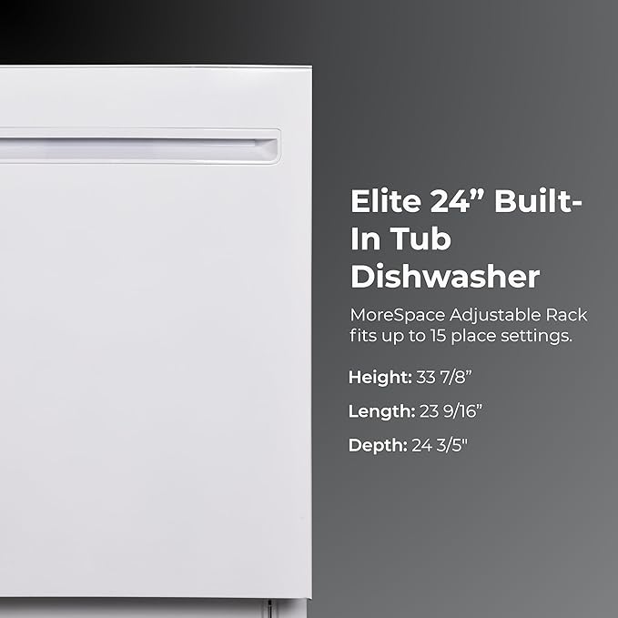 Kenmore 22-14692 Elite 24" Built-In Dishwasher - UltraWash Plus, TurboDry, QuietWash, SmartWash & TurboFlex Third Rack - 15 Place Settings - 42 DBA - ENERGY STAR Certified - 24" - White