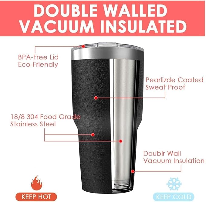 30oz Stainless Steel Travel Mug with Lid, 16 Pack Double Wall Vacuum Insulated Bulk Tumbler, Powder Coated Coffee Cup Suitable for Vehicle Cup Holders (Black)