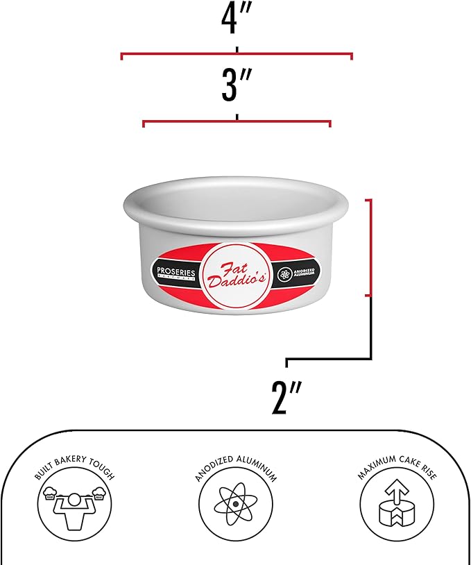 Fat Daddio's PCC-32SET Anodized Aluminum Round Cheesecake Pan with Removable Bottom, 3 x 2 inch, Set of 2