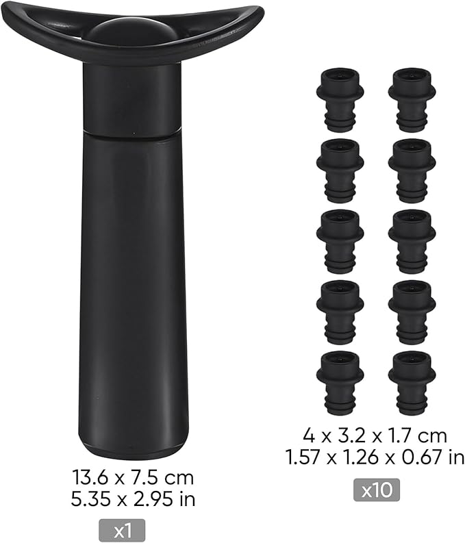 11 Pcs Wine Saver Vacuum Pump Set, Includes 1 Pump and 10 Stoppers, Reusable Wine Preservers, Bottle Keepers, Bottle Sealers for Kitchen, Party