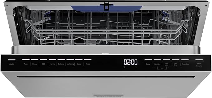 Empava 24” Built-in Dishwasher with Stainless Steel Tub, 15 Place Settings, 8 Wash Cycles, 3rd Racks, Auto Door Dry, 49 dB Quiet, ENERGY STAR Certified