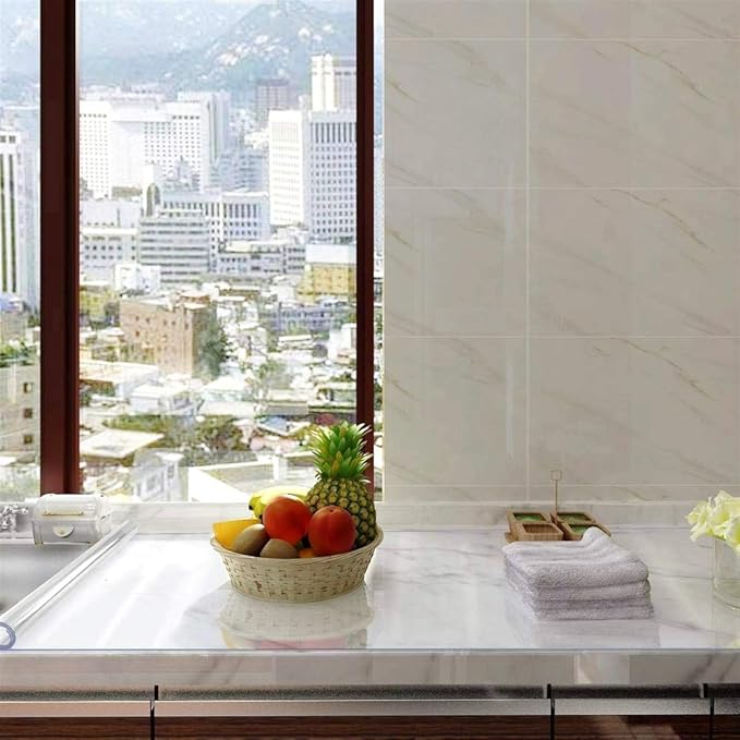 NECAUX Custom 20 x 47.3 Inch Clear Desk Cover Protector, 1.5mm Thick Plastic Desk Pad and Table Cover