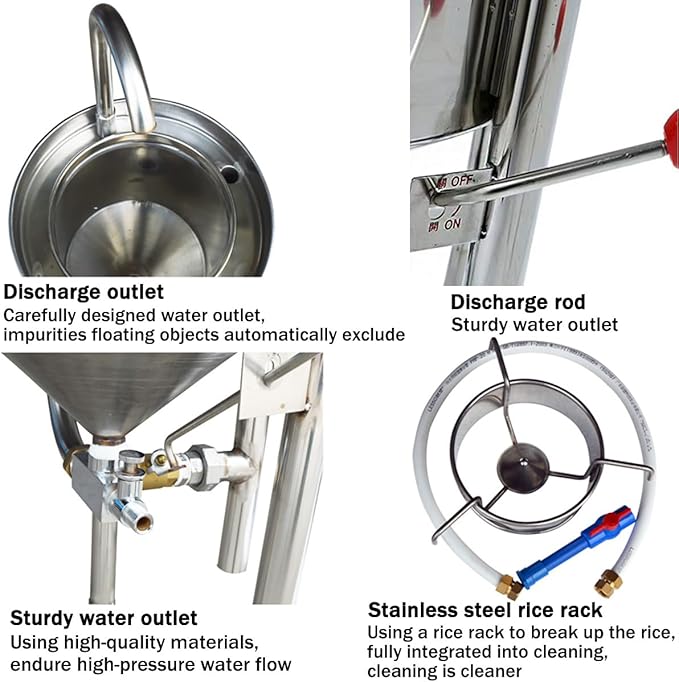 INTBUYING Commercial Rice Washer Kitchen Rice Washing Machine Hydraulic Pressure Type 44lbs Capacity,Rinse Rice, Mung Beans,Corn