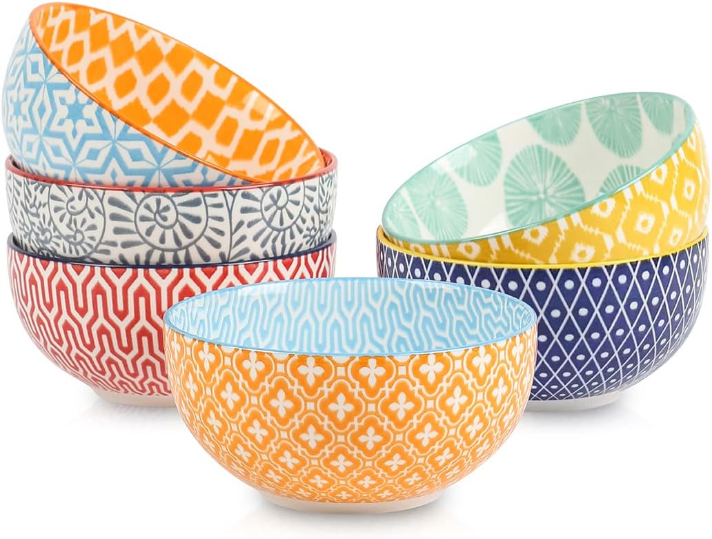 Selamica Ceramic 12 OZ Dessert Bowls Set, Ice Cream Bowls, 4.7 Inch Small Bowls for Ice Cream, Snack, Side Dishes, Microwave Dishwasher Safe, Set of 6