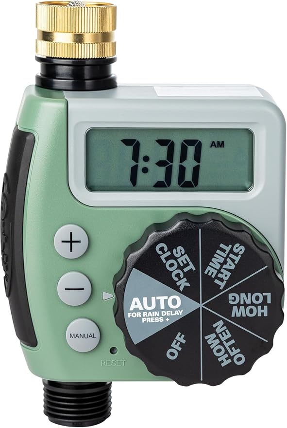 10-Pack (10 Total Timers) Orbit One Outlet Single-Dial Hose Faucet Timer - Easy Programmable - for Garden Watering System - LCD Hose Timer with Adjustable Watering Schedule - 62056