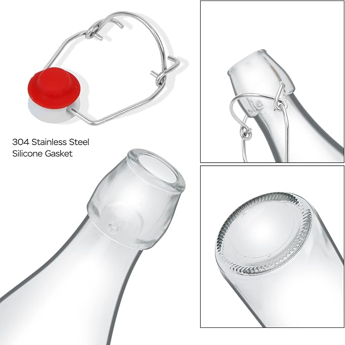 ZEBEIYU 10 Pack Swing Top Glass Bottles 8.5 oz,Flip Top Beer Brewing Bottles for Kombucha, Homemade, Kefir, Water, Beverages, Soda, Oil, Vinegar, Fermentation,Limoncello