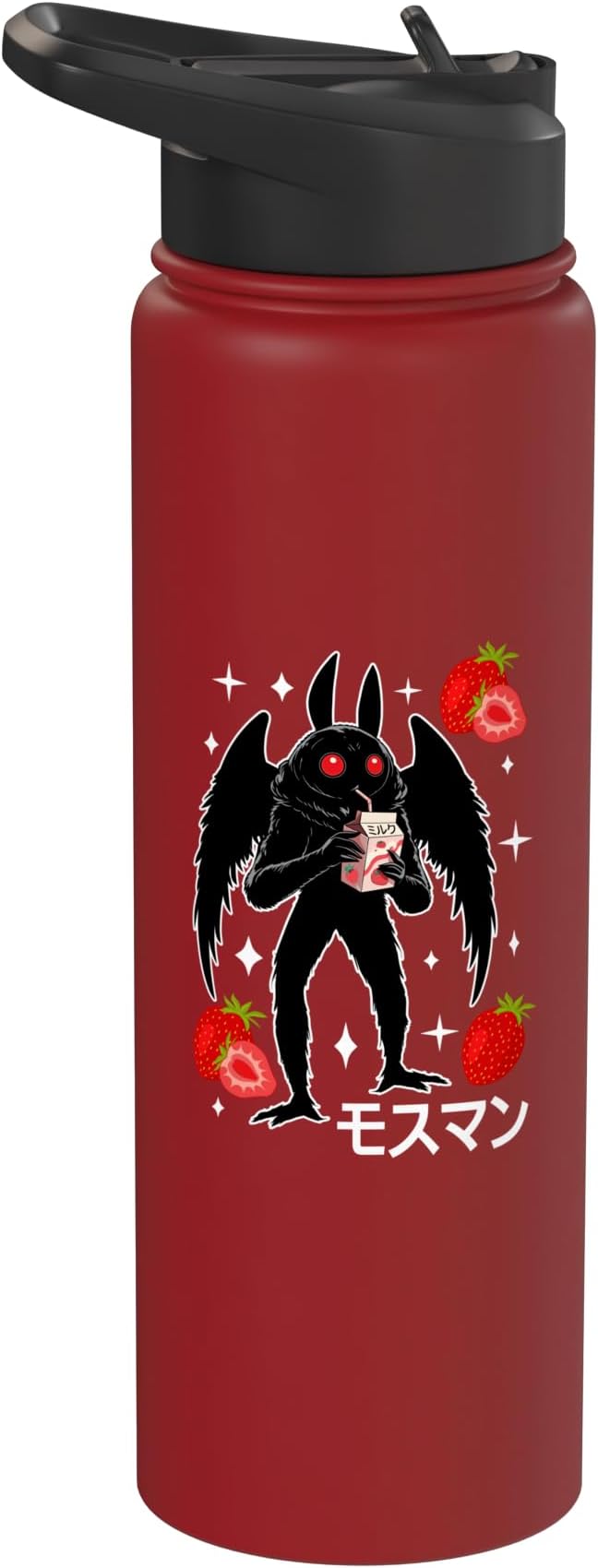 Mothman Kawaii Strawberry Milk Shake Carton Stainless Steel Insulated Water Bottle