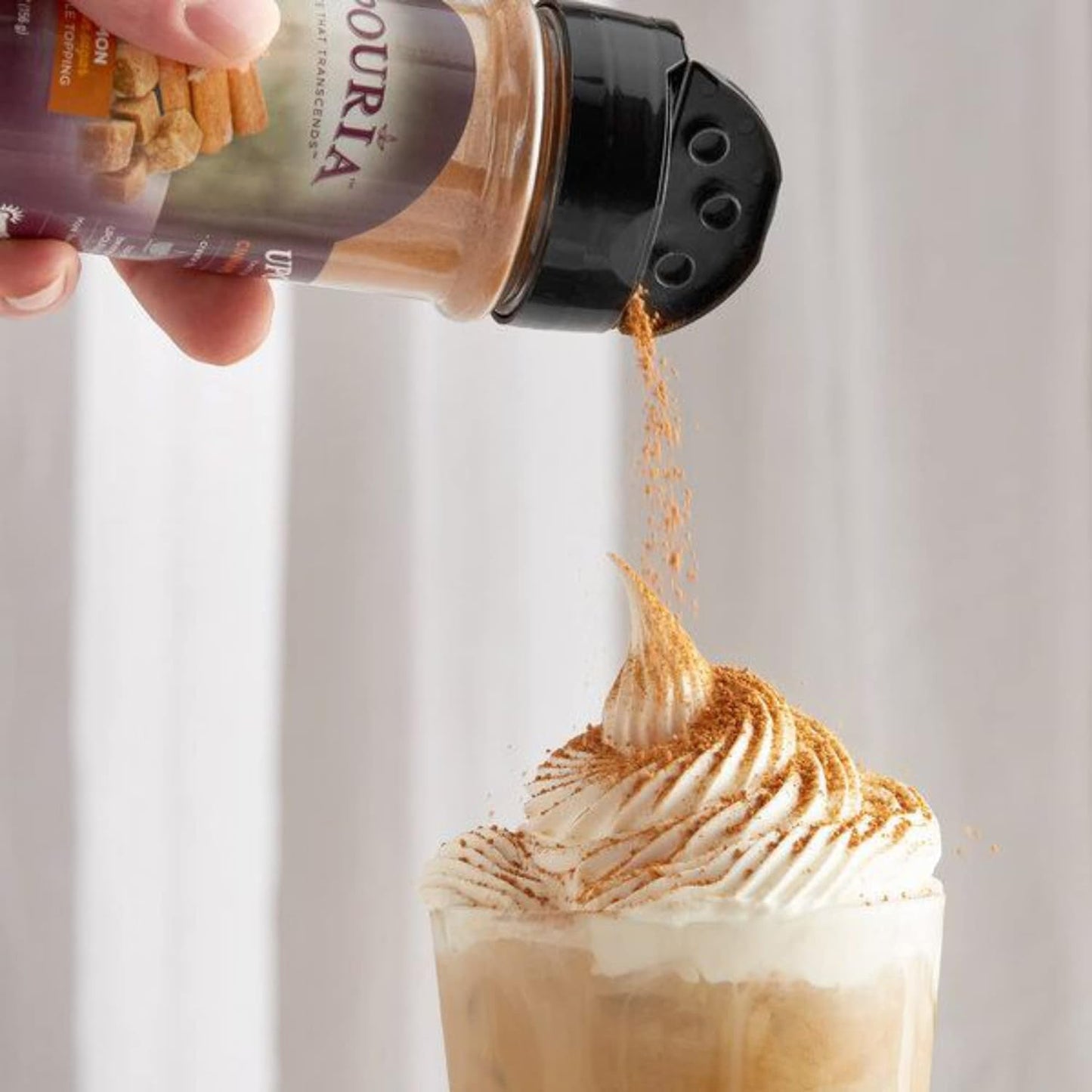 Upouria Cinnamon Brown Sugar Flavored Shakable Topping, Sweet Enhancer for Coffee & Hot Cocoa, 5.5oz