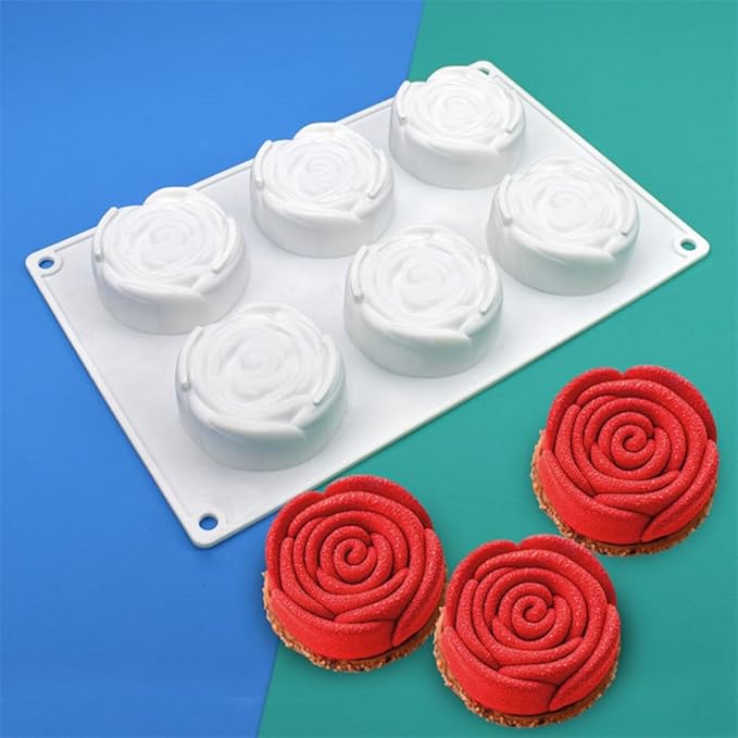 Flower Silicone Cake Ice Cream Chocolate Mold Soap Silicone Molds 3D Cupcake Bakeware Baking Dish Cake Pan (Flower K_10.72 X6.8 X1 inch)