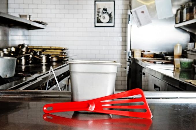 Matfer Bourgeat Exoglass® High Temperature Pelton Spatula, Red