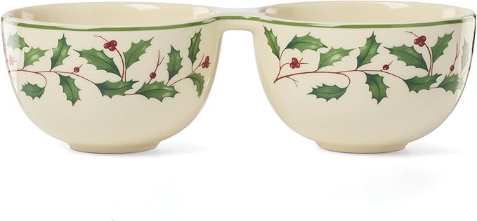 Lenox 898270 Holiday Double Dip Bowl, Christmas Dishes, Festive Serveware