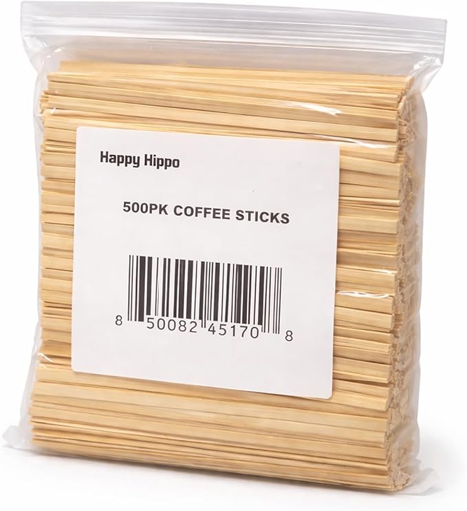 Coffee Stirrers, Bamboo Wood, Splinter-Free; Wooden Stir Sticks for Hot Chocolate, Coffee, Tea Etc, Drink Stirrer Bulk Package, Restaurant Supply, Coffee Bar, Cafe (500 Pack)