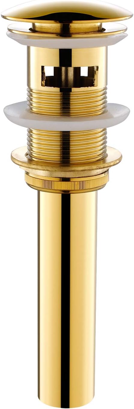 Pop Up Sink Drain With Overflow Bouncing Style Stopper Brass Gold Finish