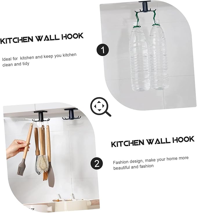 2pcs Wall Mounted Kitchen Utensil Hooks Set Punch Spatula and Spoon Organizer Rack with Space Saving Design Kitchen Spoon Hook Holder for Wall Storage Black and White
