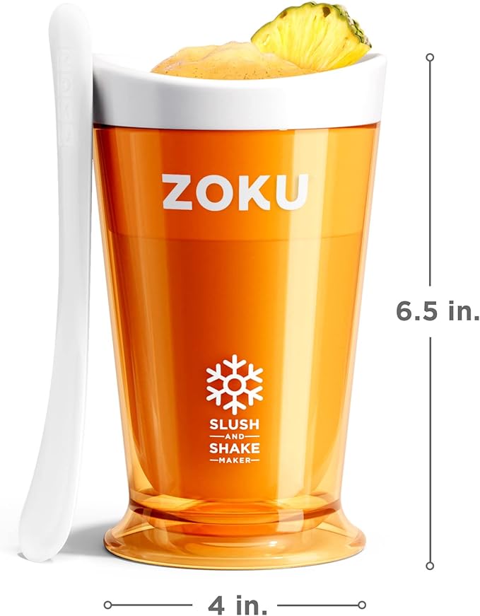 ZOKU Original Slush and Shake Maker, Compact Make and Serve Cup with Freezer Core Creates Single-Serving Smoothies, Slushies and Milkshakes in Minutes, BPA-free, Orange