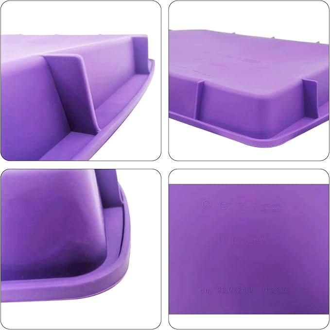 Lmaray 11 x 9.5 Inch Purple Silicone Baking Pan, Safe, Durable, Easy Cleanup, Microwave and Oven Safe