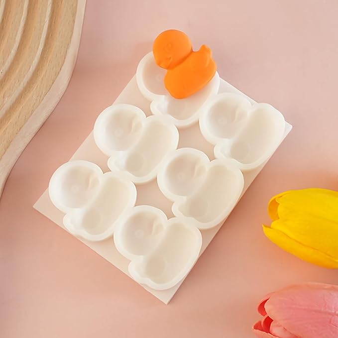 1Pc Cute Yellow Duck Silicone Mold 3D Rubber Duck Cake Decorating Fondant Mold for Cupcake Toppers Gum Paste Chocolate Candy Polymer Clay Epoxy Resin Birthday Parties Baking Food Grade