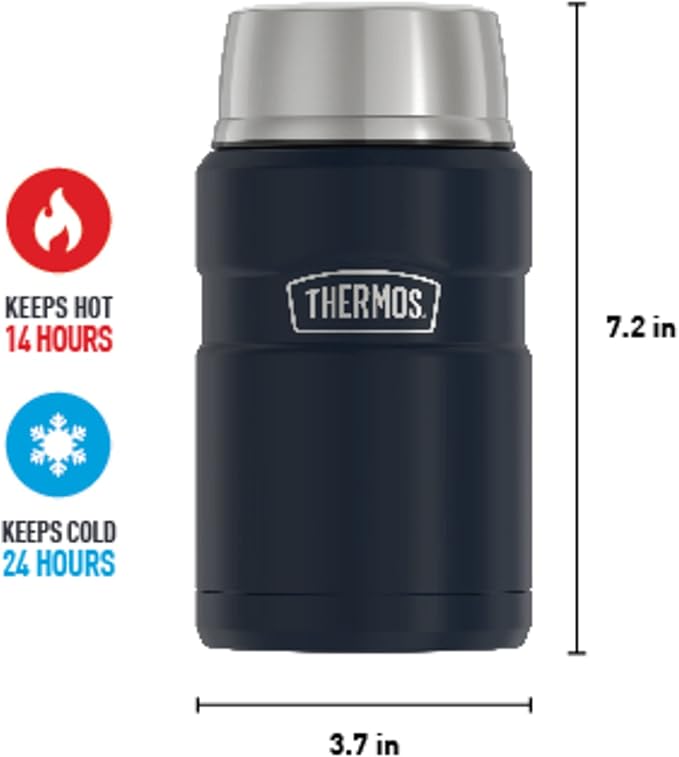 THERMOS Stainless King Vacuum-Insulated Food Jar, 24 Ounce, Midnight Blue (Pack of 4)