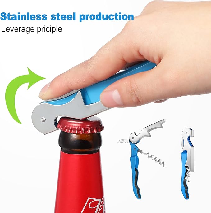 Honoson 40 Pieces Wine Opener Bulk Corkscrew Bottle Wine Key Opener Waiter Metal Heavy Beer Corkscrew Serrated Foil Cutter Key for Servers Home Restaurants Bars Waiter Bartenders (Fresh Colors)