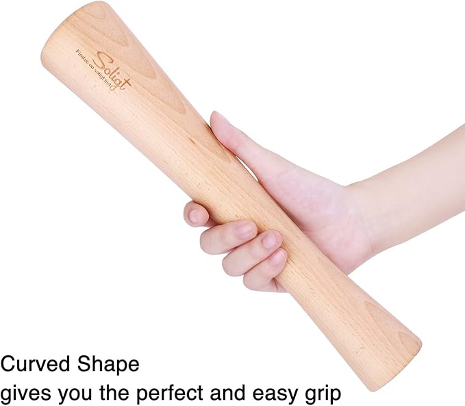SOLIGT 12" Sauerkraut Pounder for Mason Jars Vegetable Fermentation- One Piece of Solid Wood