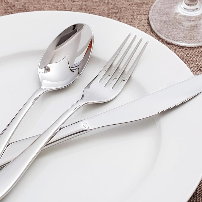KINGSTONE 30-Piece Silverware Set for 6,18/10 Premium Stainless Steel Flatware Set, for Home, Restaurant, Wedding and Party Use,Mirror-Polished Cutlery Set, Dishwasher Safe