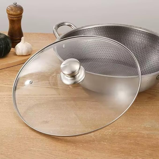 Glass Lid for Frying Pan 10 inch, Wok Skillets with Stainless Steel Rim (10 inch)