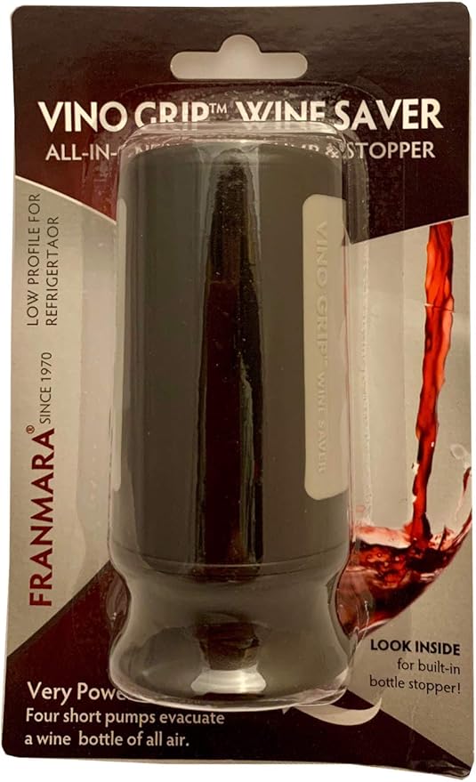 Franmara Vino Wine Saver Vacuum Pump and Stopper, Black, (Pack of 1) Rubberised Panel for Better Gripping