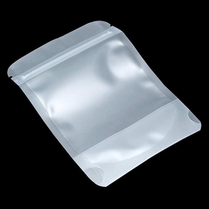 PABCK 100 Pcs 5.9x8.66 inch Resealable Stand Up Bags Matte Clear Zipper Lock Heat Seal Pouches with Tear Notch for Zip Food Storage Lock Packing