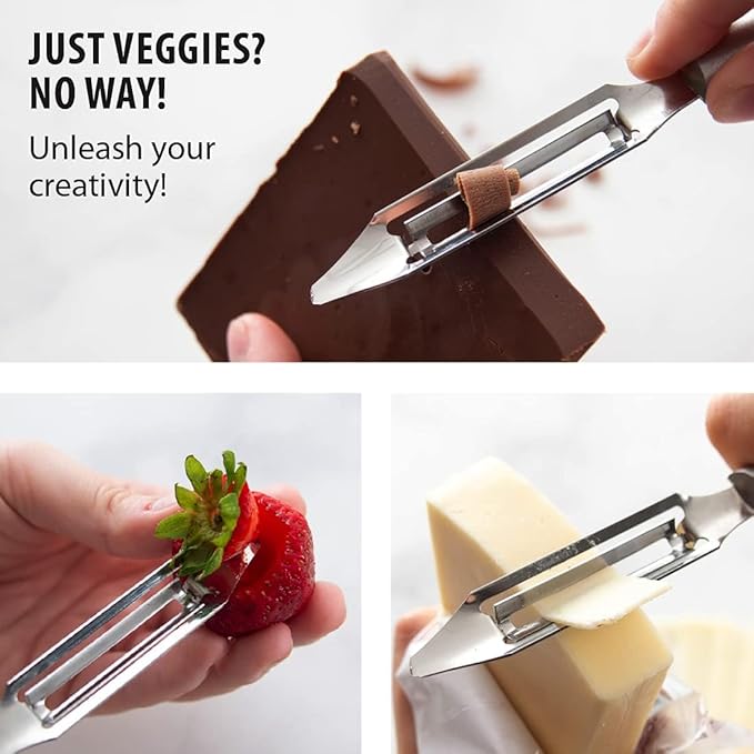 Rada Cutlery Vegetable Peeler (R132), 1.75" Stainless Steel Swiveling Blade, Silver Handle, Pack of 6