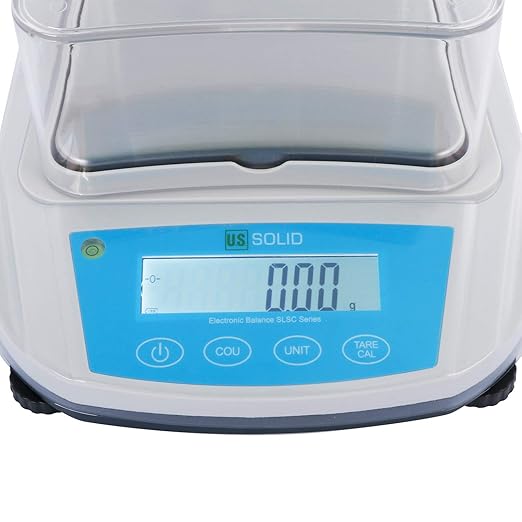 U.S. Solid Precision Lab Scale 2000g x 0.01g- High Precision Analytical Balance w/USB and RS232 Interface, Detachable Draft Shield, Calibration Weight,100-240 VAC