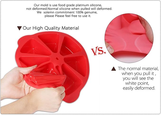 SHEbaking Scone Pan Silicone Triangle Cake Mold for Baking Nonstick Cornbread Pan 8 Cavity Pie Silicone Mold Perfect for Brownies, Muffin, Cupcake, Soap, polenta, or biscuits (Red)