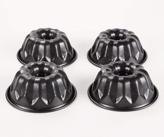 Webake 4 Inch Mini Fluted Tube Pans Nonstick Bakeware Set of 4, Angel Food Cake, Kugelhopf, Brownie